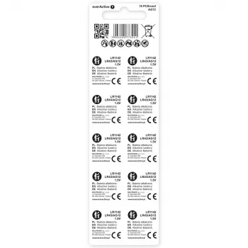 Šarminė monetinė baterija everActive G12 AG12 1,5V – pakuotė po 10 vnt.