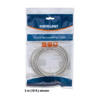 Intellinet tinklo jungiamasis laidas, Cat6, 2m, pilkas, CCA, U/UTP, PVC, RJ45, paauksuoti kontaktai, apsaugotas nuo užkliuvimo, su apsauginiu gaubtu, viso gyvenimo garantija