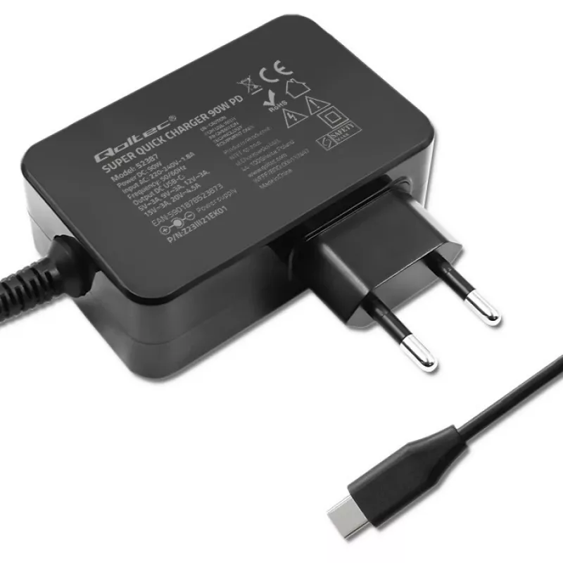 GaN maitinimo adapteris QOLTEC 52387 90W 1x USB‑C 5–20V