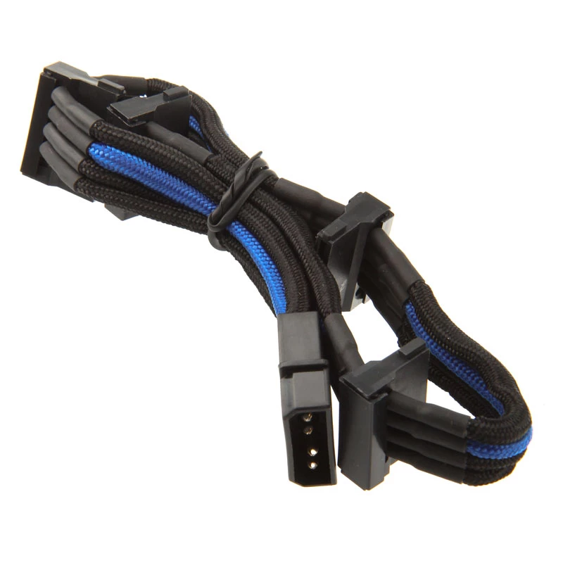 Laidas SilverStone 4 kontaktų Molex į 4x SATA, 300 mm - juoda/mėlyna