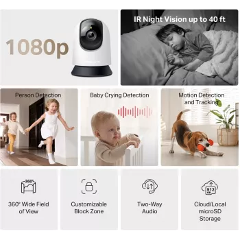 TP-LINK Mercusys MC200 Pan/Tilt namų apsaugos Wi-Fi kamera