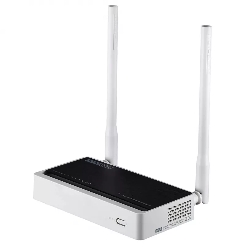 Stalinis maršrutizatorius TOTOLINK N300RT – vienos juostos 2.4 GHz Wi‑Fi 4, 300 Mbps, 5x RJ-45 Fast Ethernet prievadai, 2 išorinės 5 dBi antenos