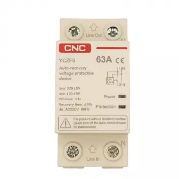 Automatinis įtampos apsaugos jungiklis su savaiminiu atstatymu CNC EL240302 1P+N 63A 230V