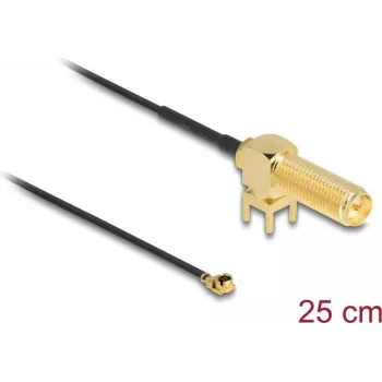Koaksialinis kabelis DeLOCK 12036 0,25 m RP-SMA I-PEX MHF1 juodas