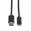 ROLINE USB laidas USB Type C (kištukas) – 9 kontaktų USB Type A (kištukas) 1 m USB 3.1 liejinis juodas (11.02.9011)