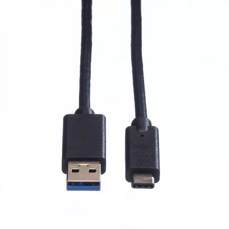 ROLINE USB laidas USB Type C (kištukas) – 9 kontaktų USB Type A (kištukas) 1 m USB 3.1 liejinis juodas (11.02.9011)