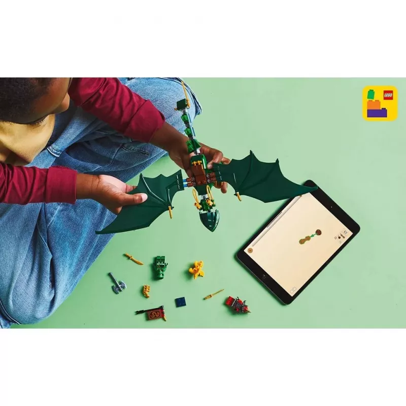 LEGO NINJAGO 71829 Lloyd's Green Forest Dragon konstruktorius, 128 dalių, 2 minifigūrėlės, nuo 6 metų
