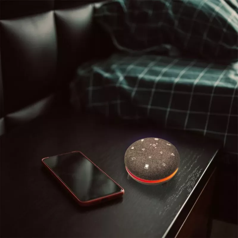 Nešiojamas garsiakalbis MANTA SPK03-GR Szumi-GO – žalias, Bluetooth, kūdikio miego garsai, laikmatis, RGB foninis apšvietimas, 12,5×7,5×12,5 cm