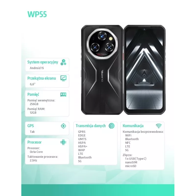 Išmanusis telefonas Oukitel WP55 6,6 colio 12 GB RAM 256 GB juodas