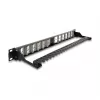 DELOCK 19 colių Keystone pataisų skydelis 24 prievadų kampuotas su įtempimo mažinimu, 1U, juodas, 482,6×125,5×44,2 mm