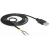 Delock USB 2.0 laidas, A tipo kištukas > 2 atviri laidų galai, 1,5 m, juodas (85664)