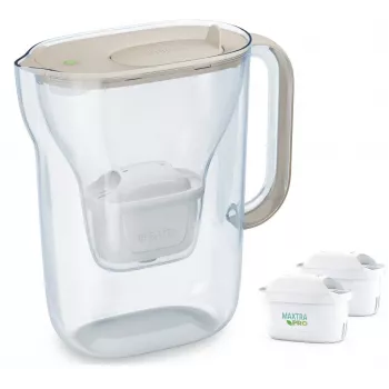 Vandens filtro ąsotis BRITA Style Essential 2,4 L su 2 keičiamaisiais filtrais (smėlio spalvos)