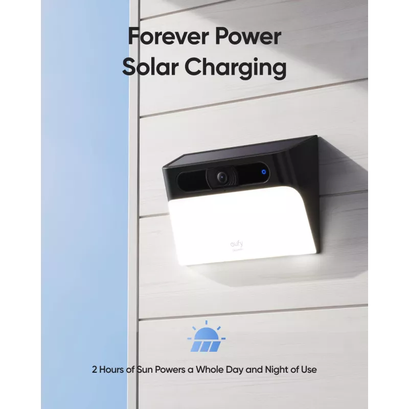 Anker Innovations Eufy Solar Wall Light Cam S120 – tinklo stebėjimo kamera, atspari oro sąlygoms, spalvotas (dienos/nakties) vaizdas