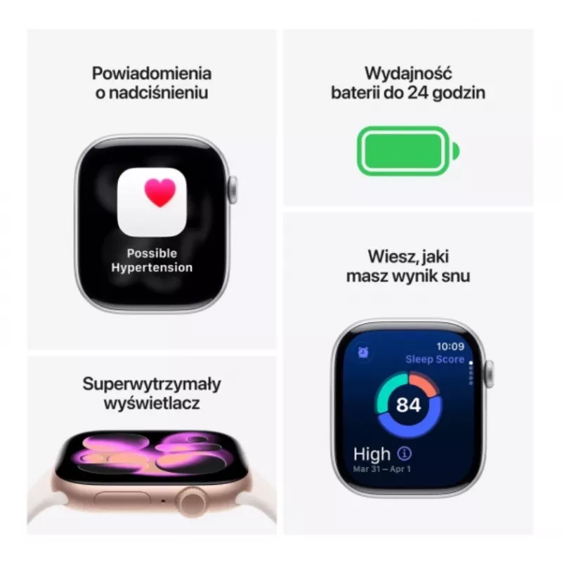 Apple Watch Series 11 GPS 46mm sidabrinis aliuminio korpusas su Purple Fog Sport apyranke M/L