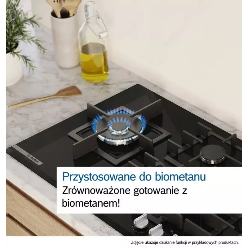 Įmontuojama dujinė kaitlentė Bosch Serie 2 POP6B6K30 60 cm, 4 dujų zonos, juodas grūdintas stiklas, sukamosios rankenėlės
