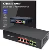 Ethernet PoE jungiklis QOLTEC 52296 — 4x RJ45 PoE prievadai, 1x RJ45 uplink