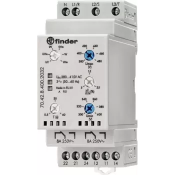 Finder Mains Monitoring Relay 70.42.8.400.2032 3 fazių tinklo stebėjimo relė (380–415 V/AC), N laidininko stebėjimas