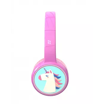 Ausinės Denver BTH-106P laidinės ir belaidės, lankelis, skambučiai/muzika, Bluetooth, rožinės