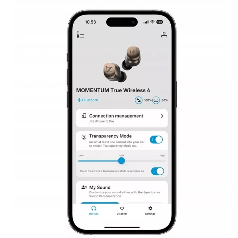 SENNHEISER Momentum MTW4 belaidės Bluetooth triukšmo slopinimo sportinės ausinės – balta ir sidabrinė
