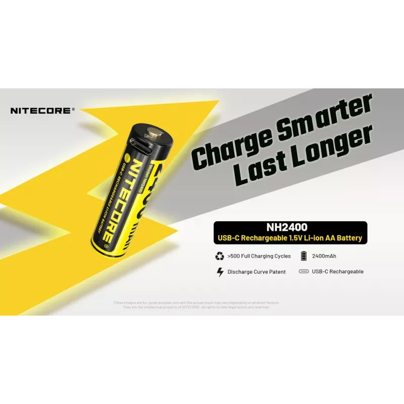 Įkraunamas ličio jonų AA 1,5 V akumuliatorių rinkinys Nitecore NH2400 2400 mAh – 4 vnt.