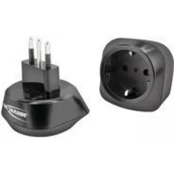 ANSMANN 1250-0035 kelioninis kištuko adapteris iš ES į Italiją, C/F tipas į L tipą, su įžeminimo kontaktu, I ir II apsaugos klasė, 250 V / 10 A / 2500 W