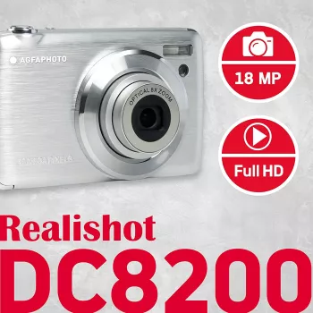 Agfa Photo DC8200 Sidabrinis + Dėklas + SD kortelė 16GB