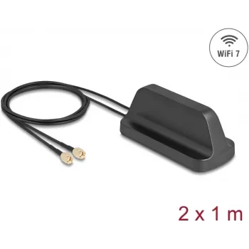 Išorinė Wi‑Fi 7 antena DELOCK 81454, 2 x RP‑SMA, visakryptė, 2,4–4,0 dBi