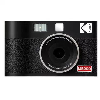 Momentinė kamera Kodak Mini Shot 2 Era – nešiojama momentinė nuotraukų kamera su įmontuotu spausdintuvu, juoda