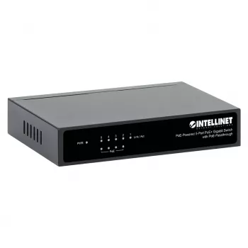Intellinet Gigabit 5xPoE Praėjimo Jungiklis, maitinamas PoE arba AC, 68W