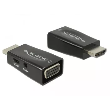 Adapteris DeLOCK 65901 HDMI A (vyriškas) į VGA (moteriška) ir 3,5 mm garso (moteriška) juodas