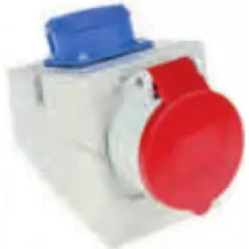 Pramoninis kištukinis lizdas Bachmann 910.002, 5P, 400 V, 16 A, IP44, polikarbonatas, mėlyna/raudona/balta