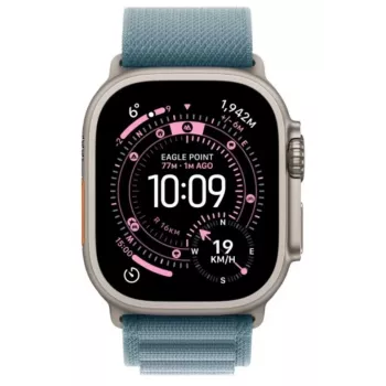 Apple Watch Ultra 3 GPS + Cellular 49mm natūralaus titano korpusas su šviesiai mėlynu Alpine Loop dirželiu - vidutinis