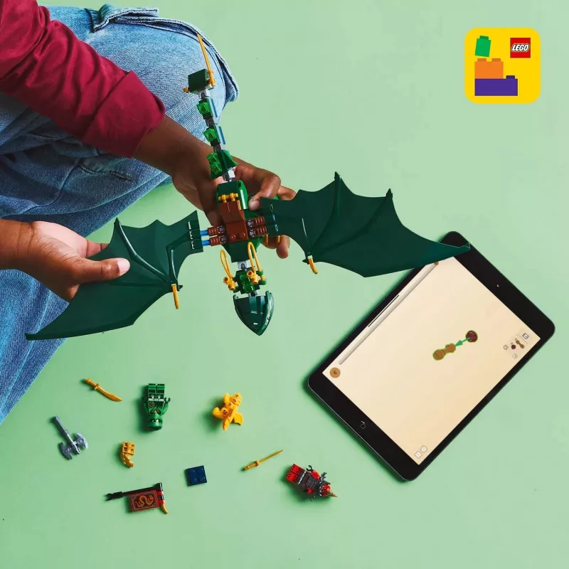 LEGO NINJAGO 71829 Lloyd's Green Forest Dragon konstruktorius, 128 dalių, 2 minifigūrėlės, nuo 6 metų