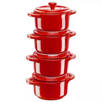 Staub Mini Cocotte Round, 4 vnt. - 200 ml, Raudona