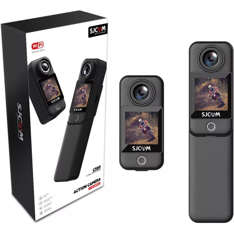 Veiksmo kamera SJCam C300 4K 30 kadrų/s, kompaktiškas vandeniui atsparus dizainas