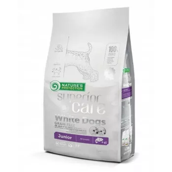Sausas šunų ėdalas nature’s protection Superior Care White Dogs Grain Free Junior Salmon 1,5 kg — Junior, 26% baltymų, 15% riebalų