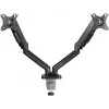 Goobay Desk Mount | Dvigubas monitoriaus laikiklis su dujine spyruokle | Sukiojamas, Pakreipiamas, Sukamas | 17-32 col. | Maks. svoris 9 kg | Juodas