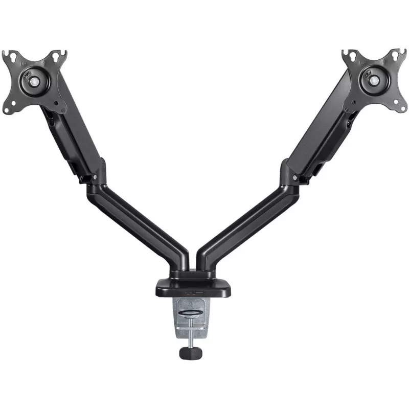 Goobay Desk Mount | Dvigubas monitoriaus laikiklis su dujine spyruokle | Sukiojamas, Pakreipiamas, Sukamas | 17-32 col. | Maks. svoris 9 kg | Juodas