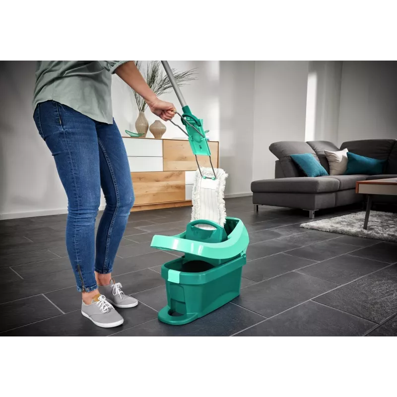 Leifheit Profi XL cotton plus plokščias šluotražis – 420 mm plotis, 360° sukama galvutė, medvilnė/pluoštas, aliumininis kotas