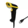 Rankinis brūkšninių kodų skaitytuvas QOLTEC 50867 — 1D/2D lazerinis, USB laidinis, 600 mm diapazonas, geltona/juoda