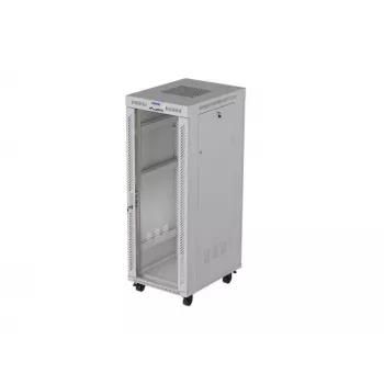 19 colių 32U LANBERG stovimas serverio spintos korpusas 600×800 mm pilkas su stiklinėmis durelėmis ir LCD (Flat Pack)