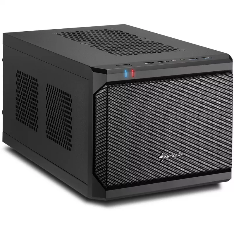 Sharkoon QB One juodas - Mini ITX korpusas, Mini-ITX, 3,5 inch/2,5 inch diskams, USB 3.0