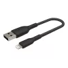 Belkin USB-A–Lightning pintas kabelis 15 cm juodas
