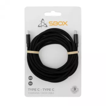 USB Type-C kabelis SBOX 3 m, Type-C į Type-C, juodas