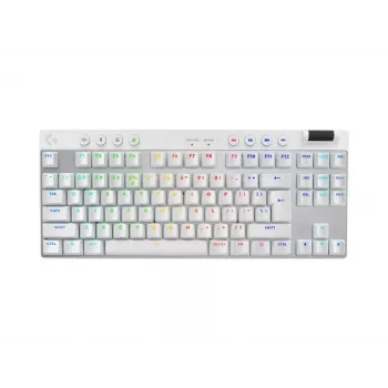 Logitech G PRO X TKL klaviatūra, žaidimų, belaidė RF + Bluetooth, QWERTY US International, balta