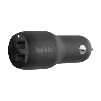 Automobilinis dviejų USB-A prievadų įkroviklis 12W x2, juodas