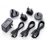 Maitinimo adapteris Tascam PS-P520U, universalus vidaus 100–240V į 5V 2A, koaksialinis/Micro-USB/USB-C, juodas