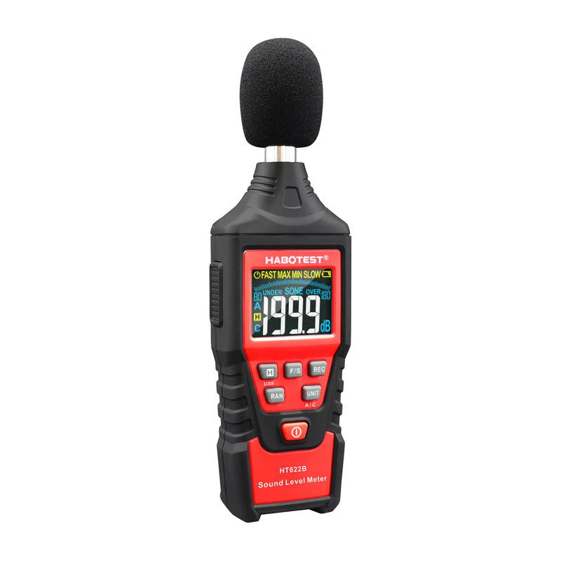Skaitmeninis decibelmatis Habotest HT622B – garso lygio matuoklis su A/C svertine ir USB sąsaja