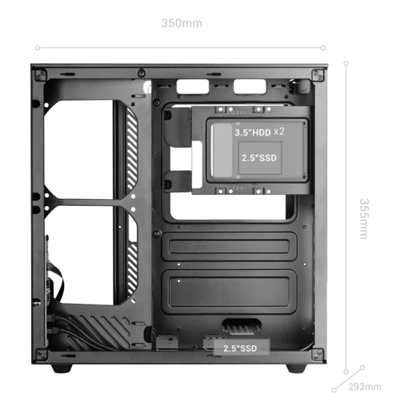 PC Midi Tower korpusas TACENS Mars Gaming MC-INFINIOLITE, juodas, grūdintas stiklas, ATX/Micro-ATX/Mini-ITX, 120 mm ventiliatoriai