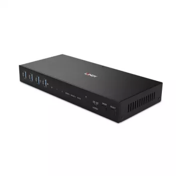 Lindy 2 prievadų dviejų galvučių HDMI 4K60, USB 3.0 KVM jungiklis, 4096 x 2160 pikselių, 4K Ultra HD, juodas